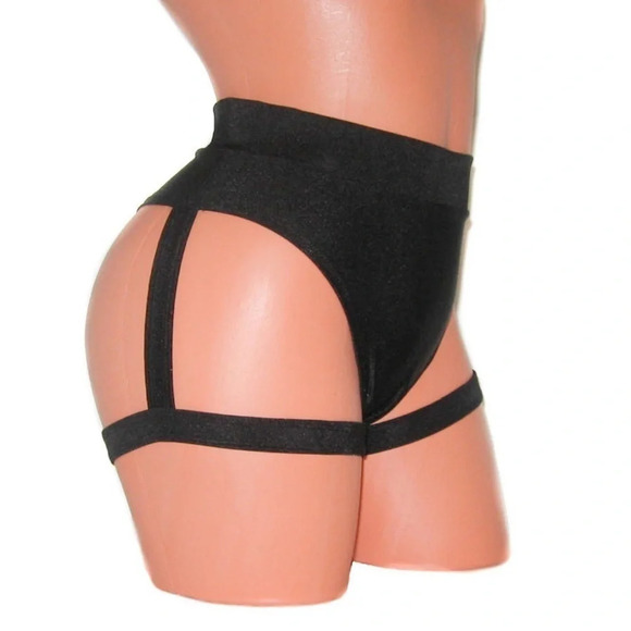 Blue Holographic Tiger Print Rave Bottom w Built-in Garters 💙🐯​​​​​​​ - Picture 5 of 5